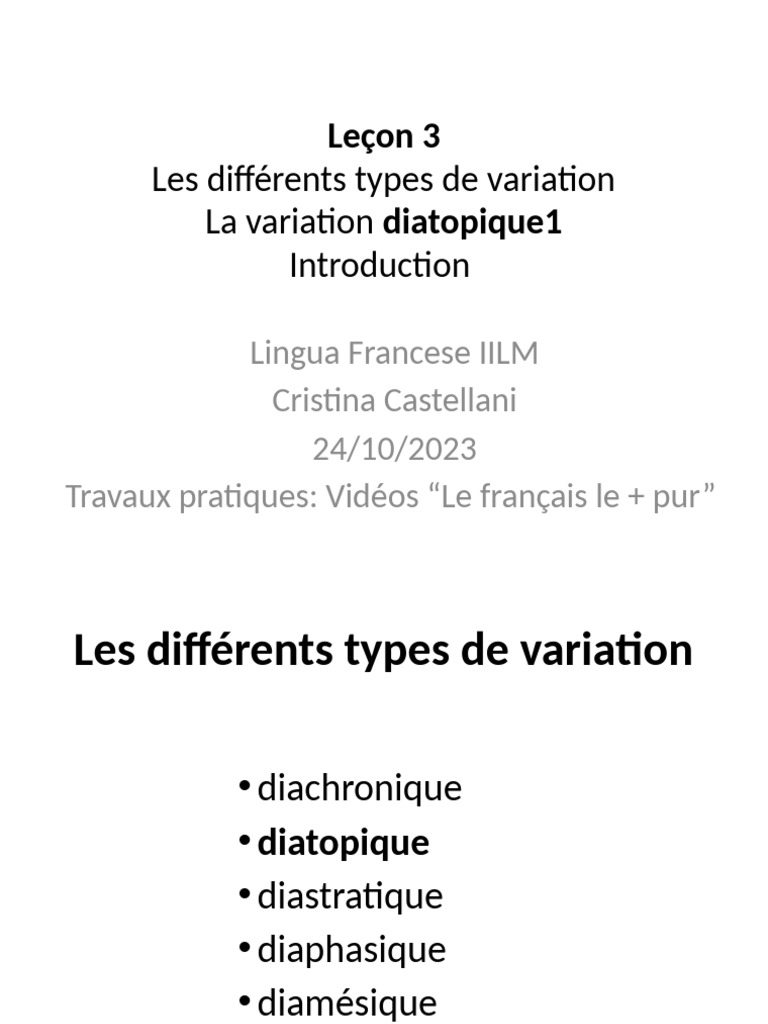 La Variation Diatopique | PDF | Dialecte | Langue française