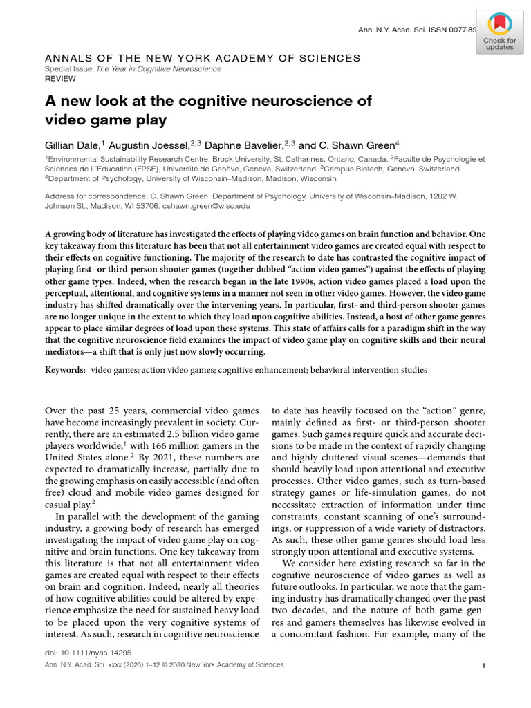 2020 -A new look at the cognitive neuroscience of video game play | PDF ...
