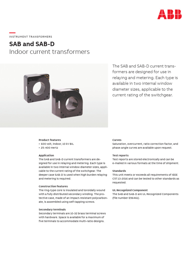 SAB - SAB-D ABB Transformadores de Corriente - Guia de Producto | PDF ...