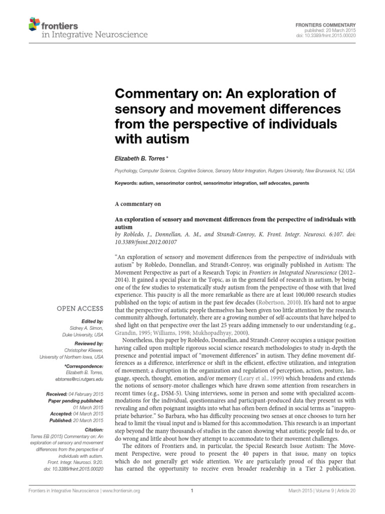 autism sensory and movement | PDF | Autism | Psychology