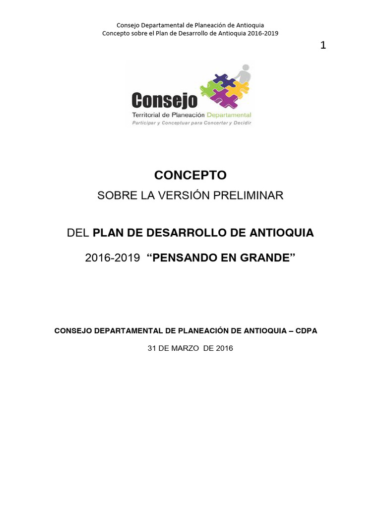 CDPA_ConceptoFinal_ 31Mar2016 | PDF | Planificación | Sustentabilidad