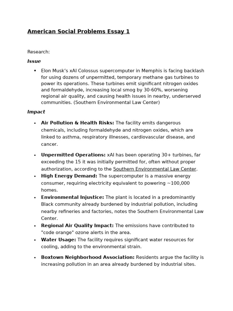 American Social Problems Essay 1 | PDF | Air Pollution | Natural ...