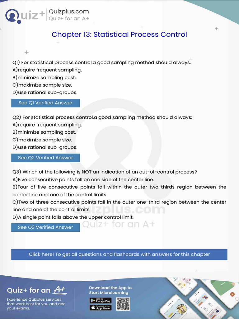 For Statistical Process Controla Good Sampling Method Should Always ...