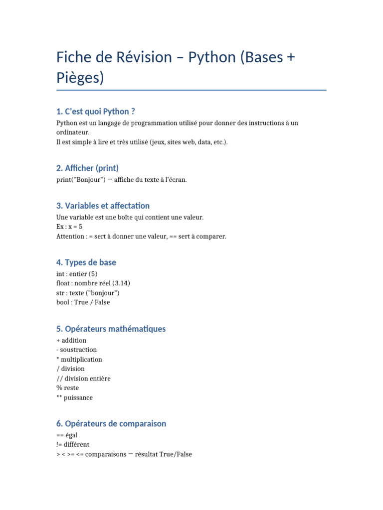 Fiche Python Yazid | PDF