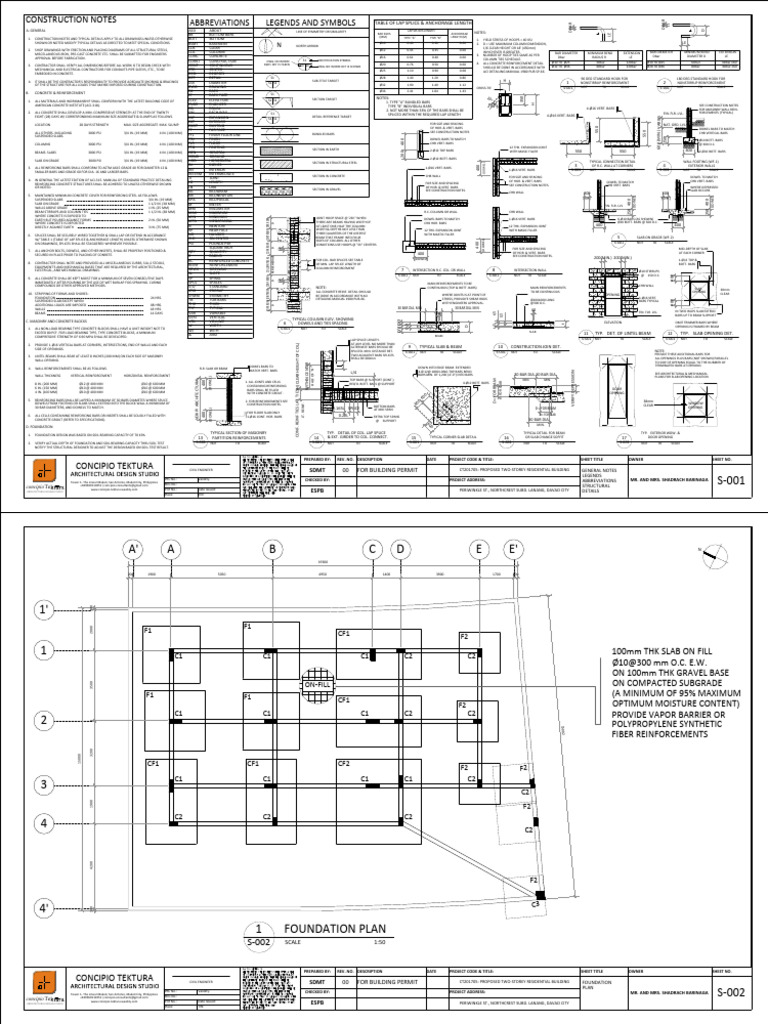 Structural Plan Sample | PDF | Concrete | Architectural Design
