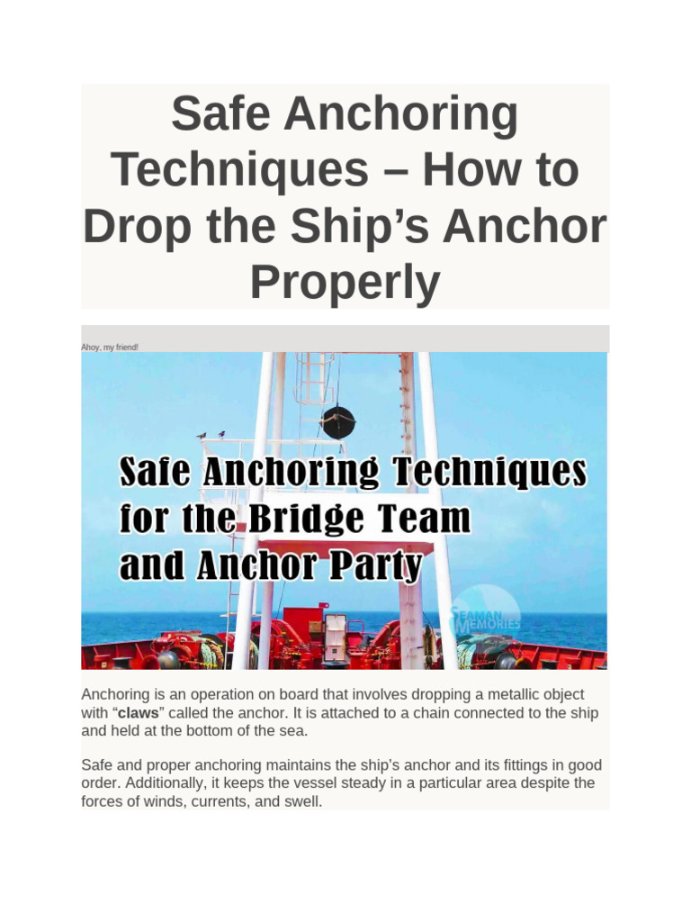 Safe-Anchoring-Techniques-How-to-Drop-the-Ships-Anchor-Properly | PDF ...