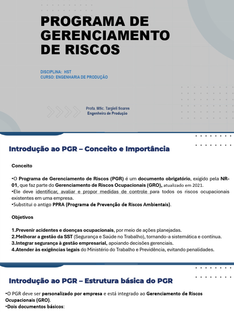 Aula 05 - Programa de Gerenciamento de Riscos | PDF | Gestão de riscos ...