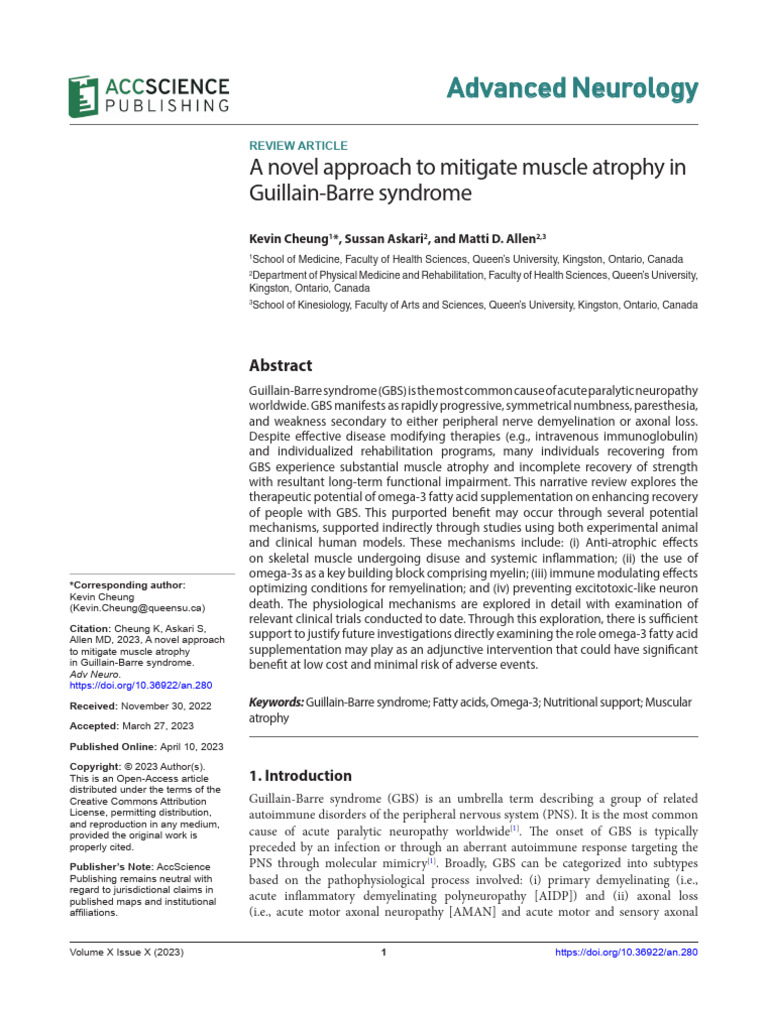 A Novel Approach to Mitigate Muscle Atrophy in Gui | PDF | Myelin ...