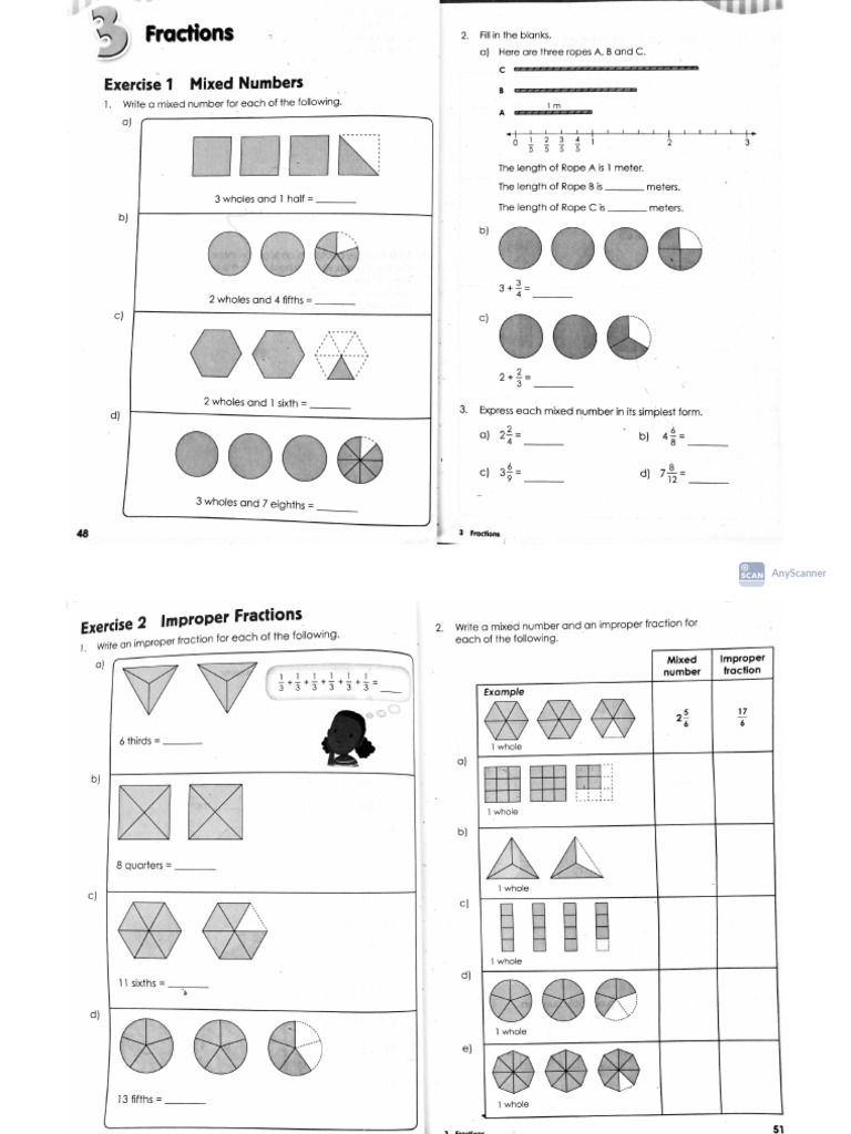 Grade 4 mAth practice PB 4A_Ch3_Fractions | PDF