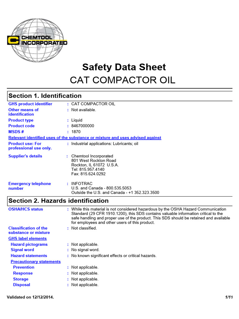 Cat Compactor Oil | PDF | Safety | Occupational Safety And Health
