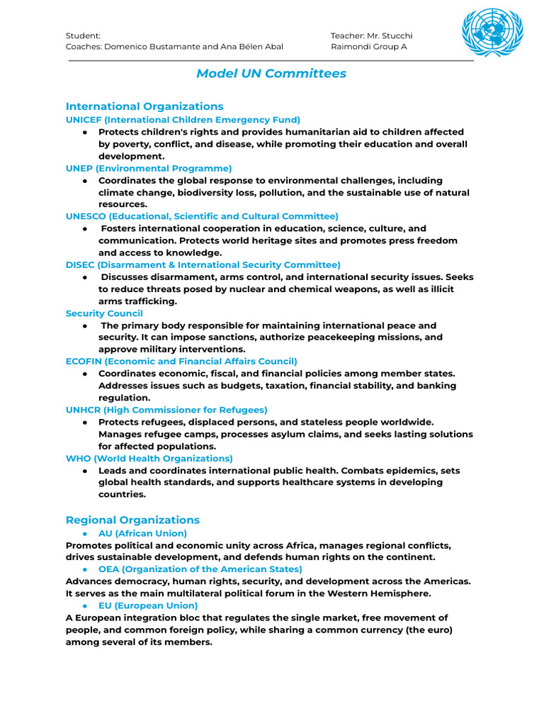 Model United Nations Beginners First Class | PDF | United Nations High ...