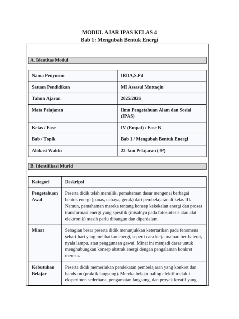 Modul Ajar Bab I | PDF