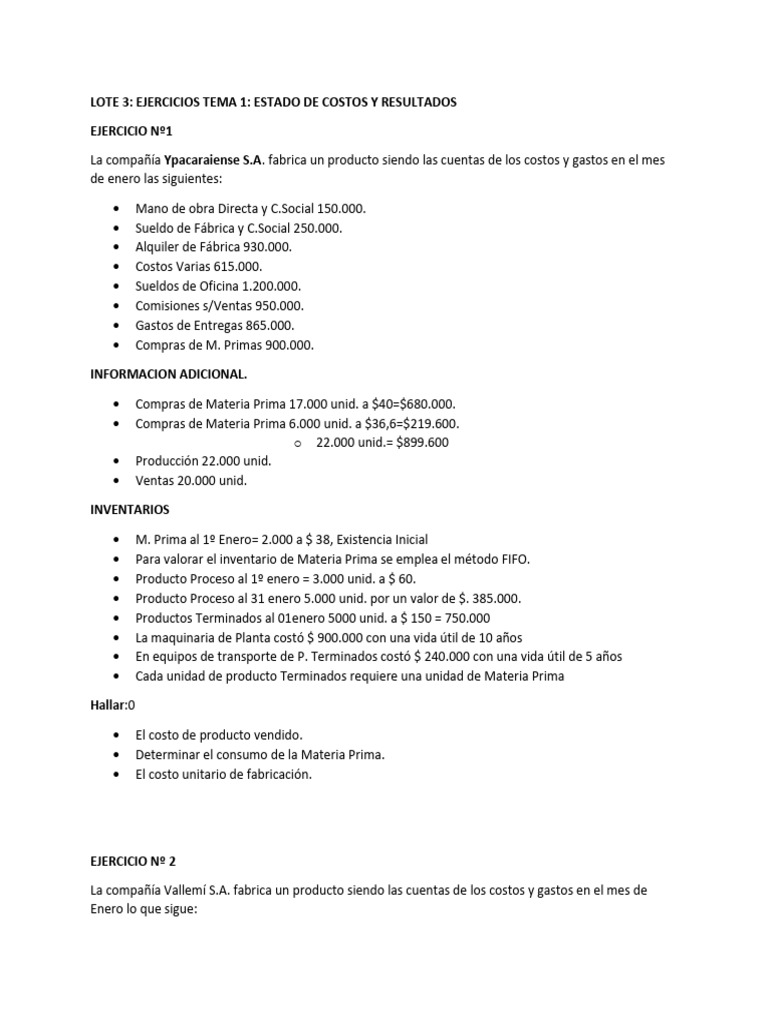 Lote 3 Edo de Resultados y Costos | PDF | Negocios económicos | Economias