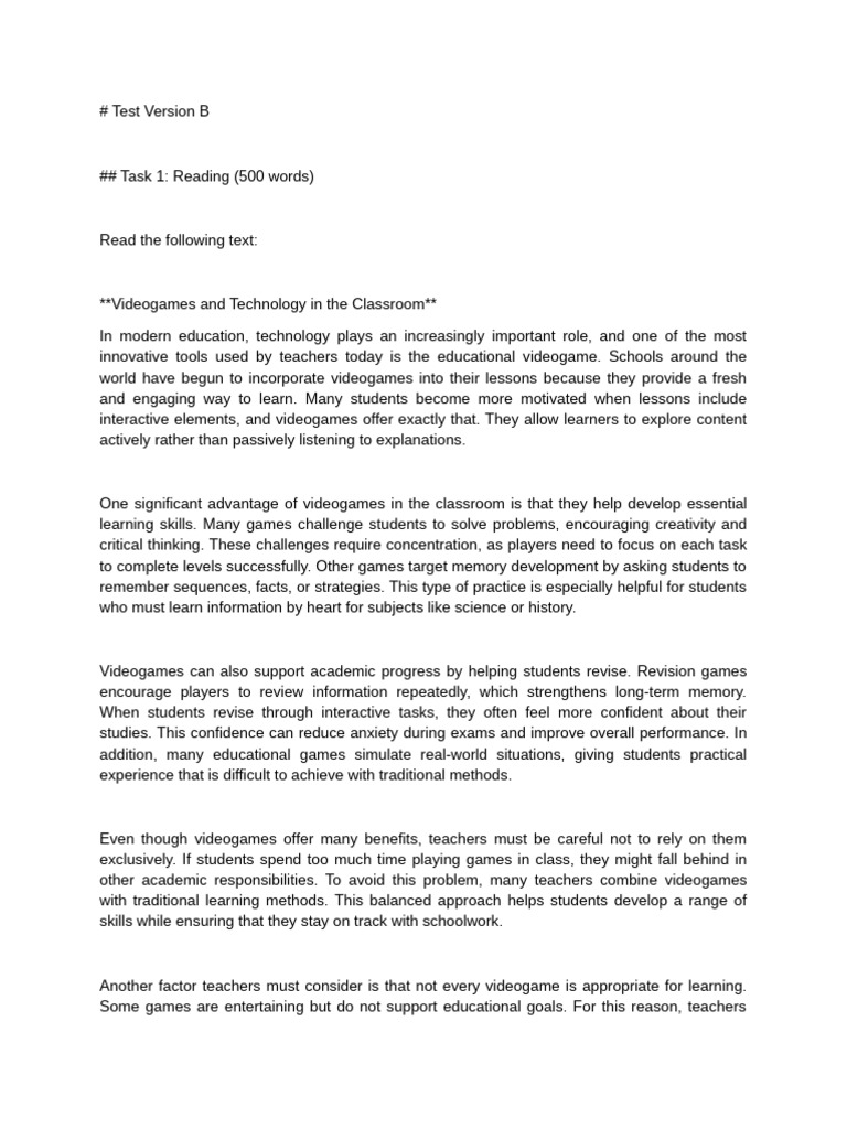 Final Test B | PDF | Learning | Teachers