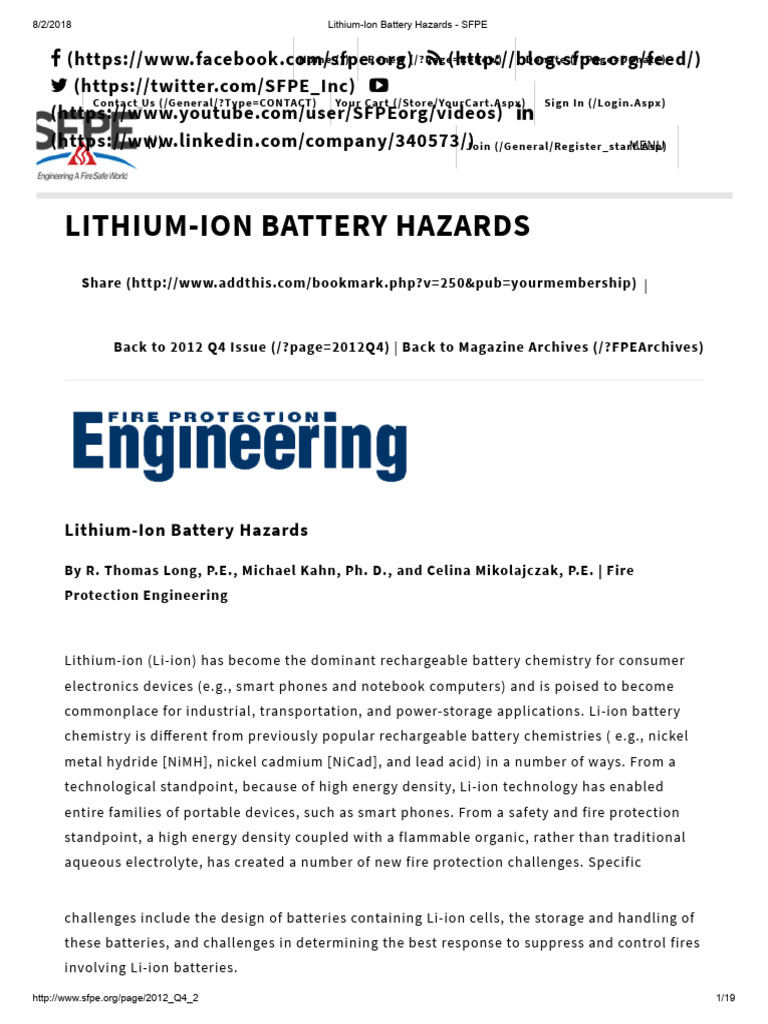 Lithium Ion Battery Hazards Sfpe | PDF | Lithium Ion Battery | Anode