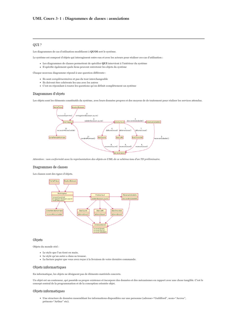 UML_2026_ Cours 3_1 _ Diagrammes de classes _ associations | PDF ...