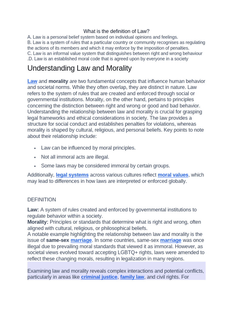Law and Morality | PDF