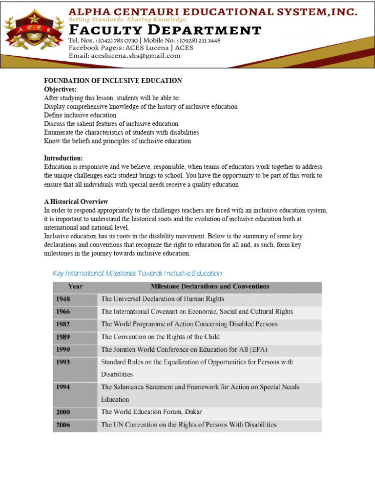 Module 2 Foundation of Special and Inclusive Education | PDF ...