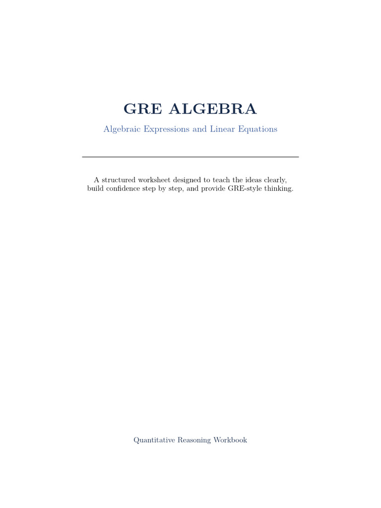 GRE Algebra | PDF | Equations | Inequality (Mathematics)