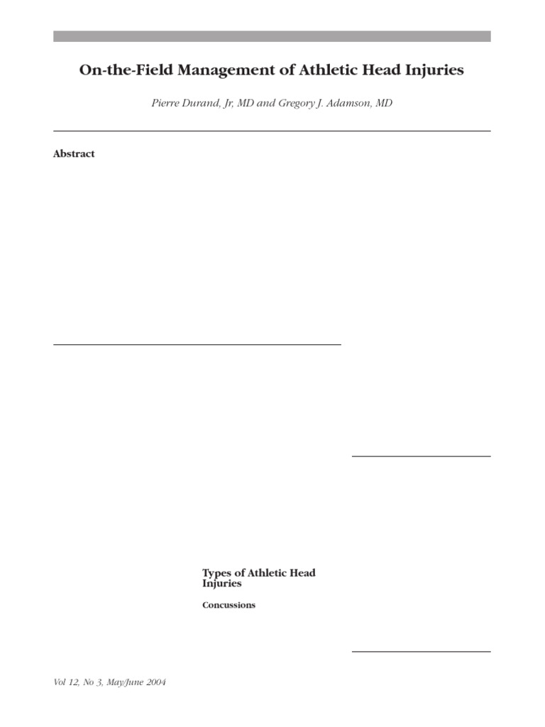 On-the-Field Management of Athletic Head Injuries | PDF