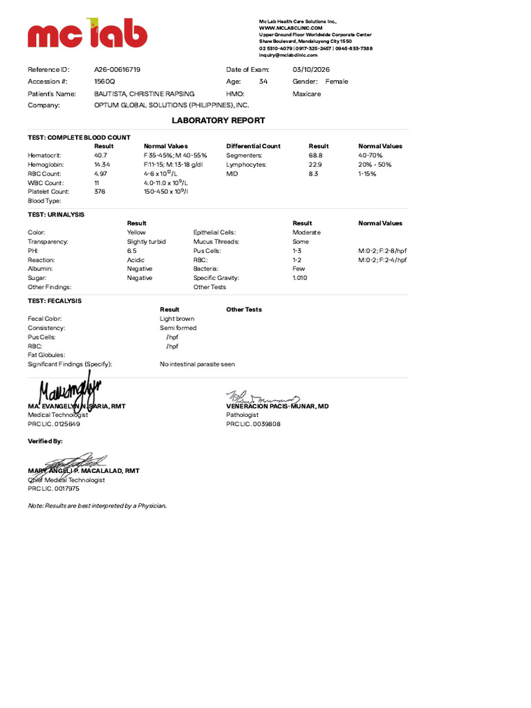 Laboratory - MC Lab System | PDF | Medical Specialties | Blood