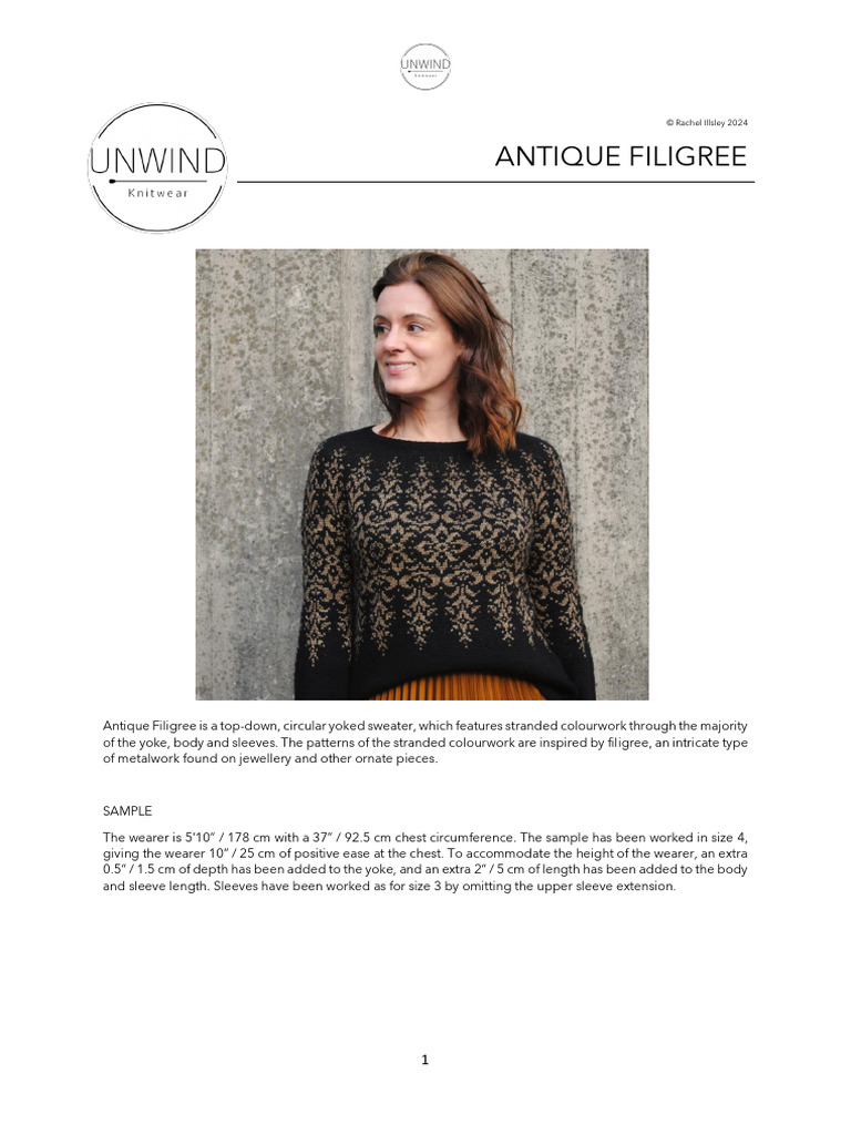 Unwind Knitwear Antique Filigree Pattern | PDF | Knitting | Fibers