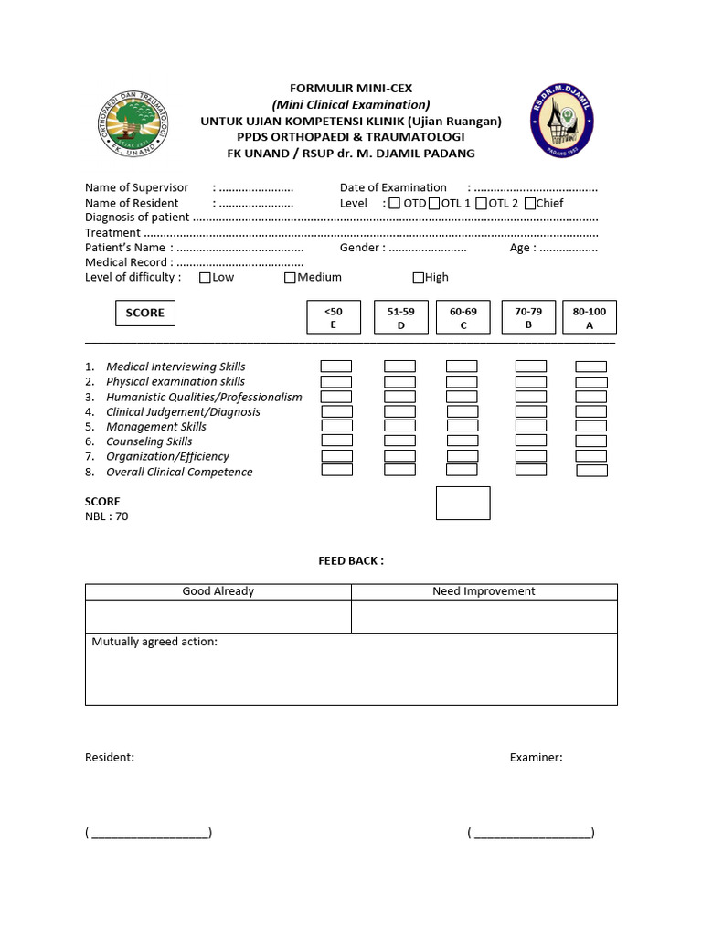 Formulir Mini Cex | PDF