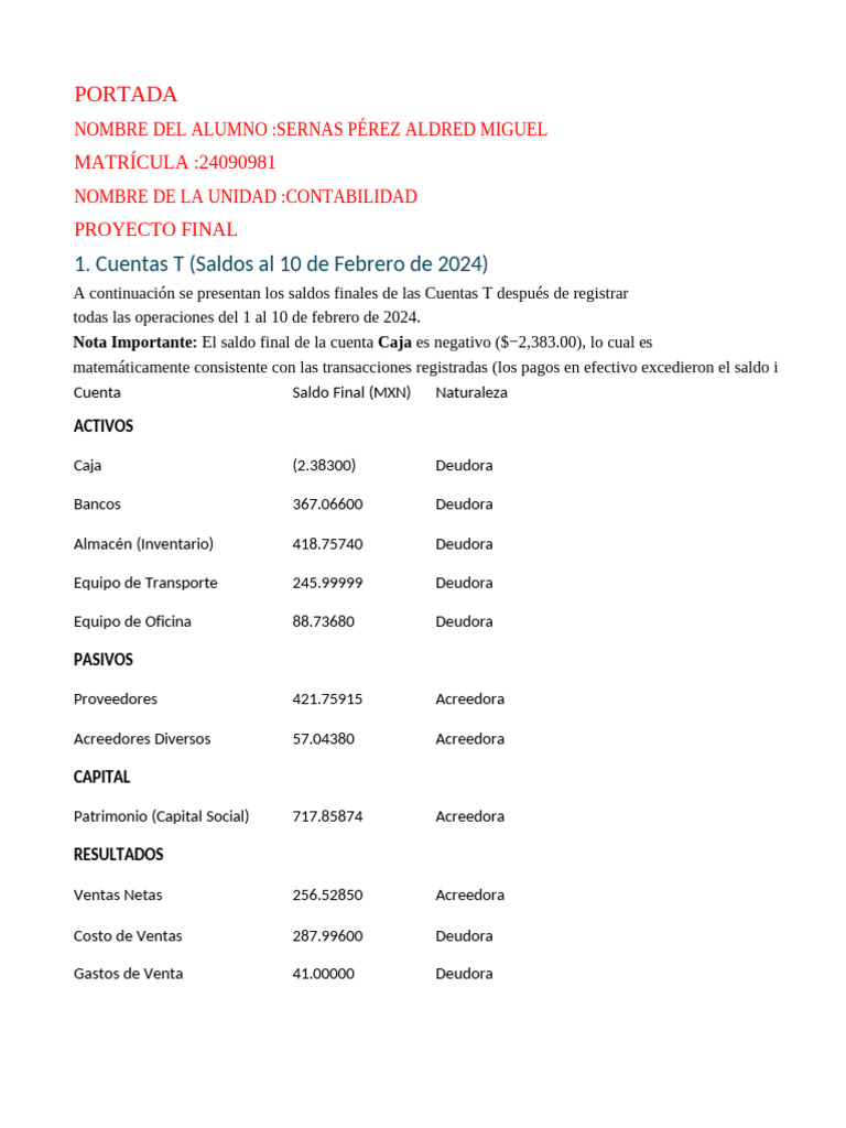 Proyecto Final de Contabilidad (1) | PDF | Capital de trabajo | Hoja de ...