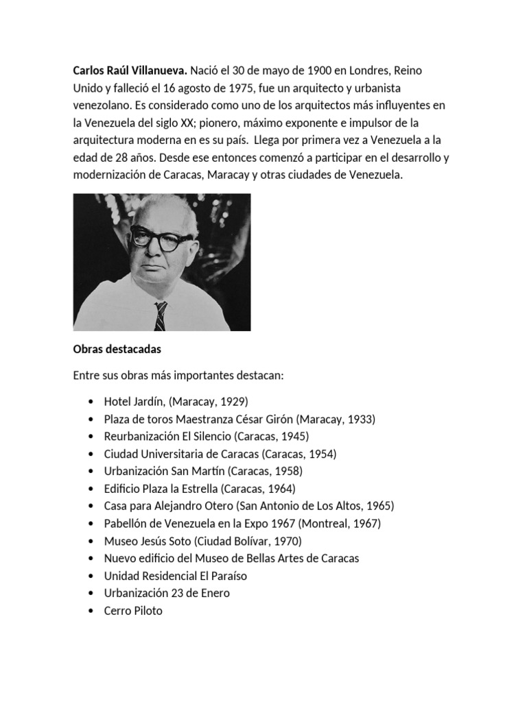 Carlos Raúl Villanueva | PDF | Las artes