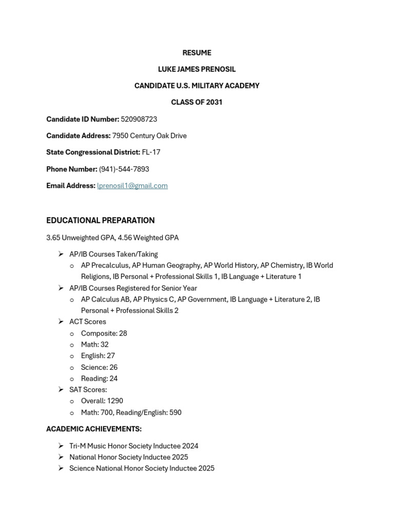 USMA Resume | PDF