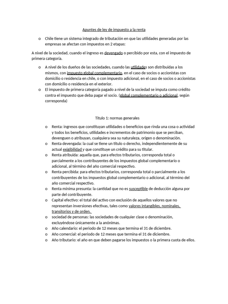 Apuntes de Ley de Impuesto a La Renta | PDF | Impuestos | Impuesto ...