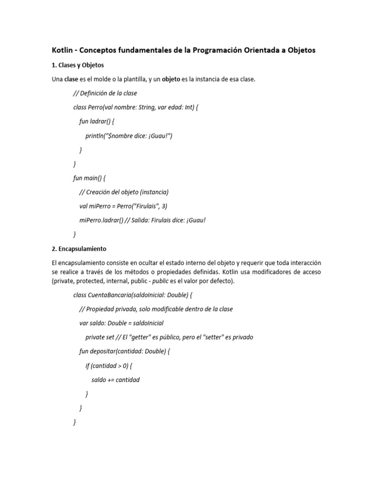 Kotlin - Programación Orientada A Objetos | PDF | Constructor ...