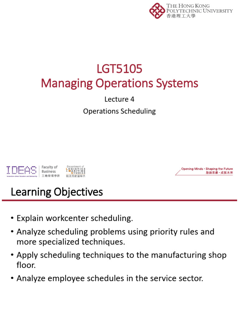 LGT5105 Lec-4 Operations Scheduling | PDF
