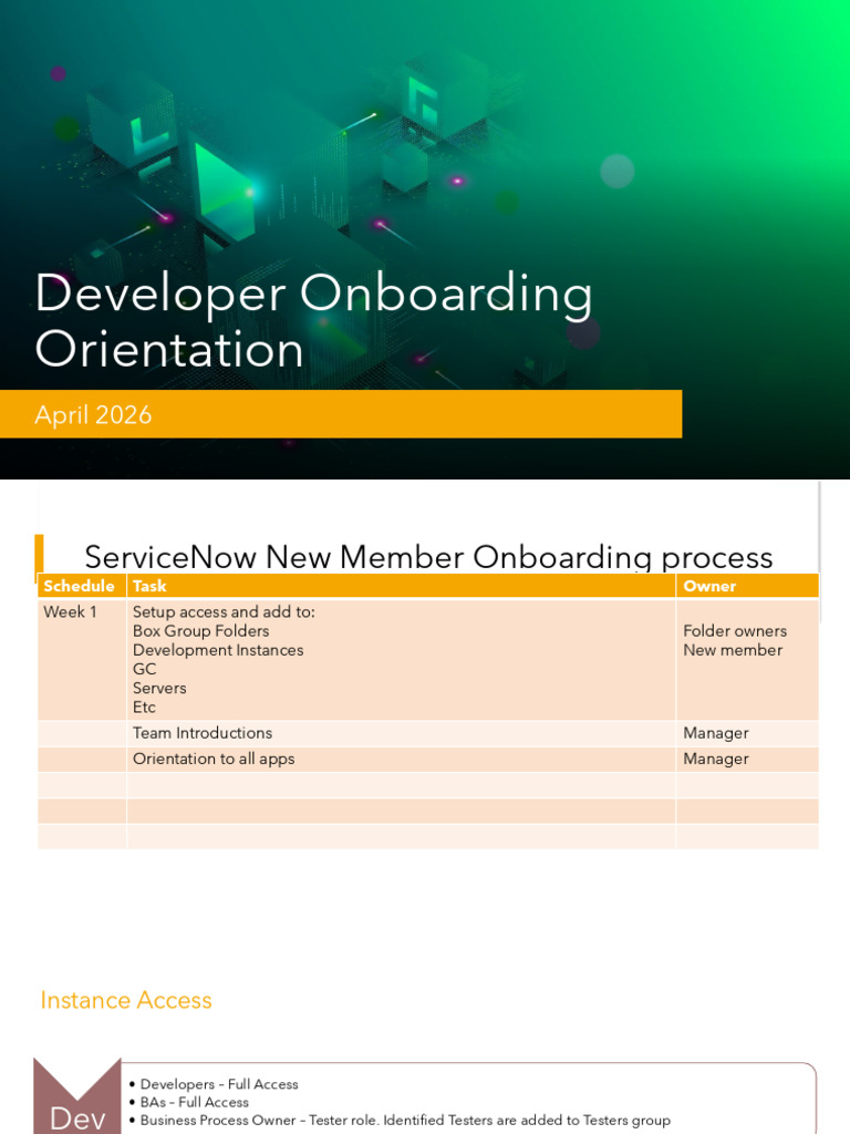 Developer Onboarding Orientation | PDF