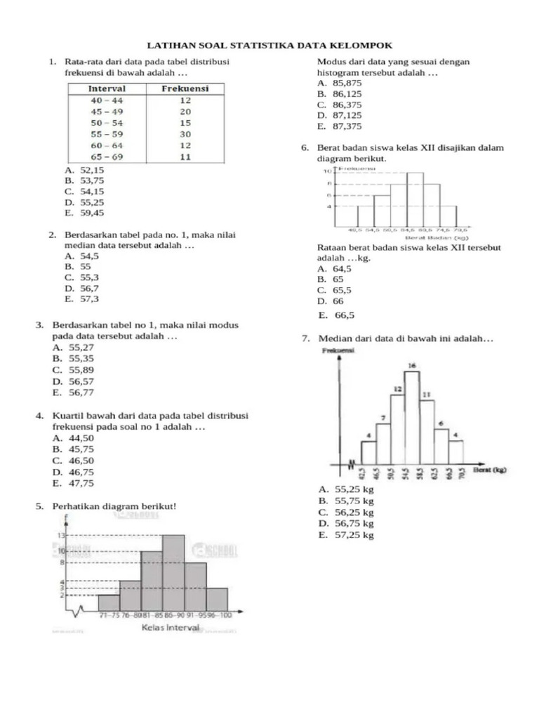 Exercise of Statistics Grade 10 | PDF