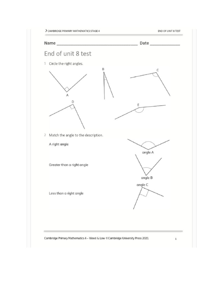 Angles Worksheet | PDF