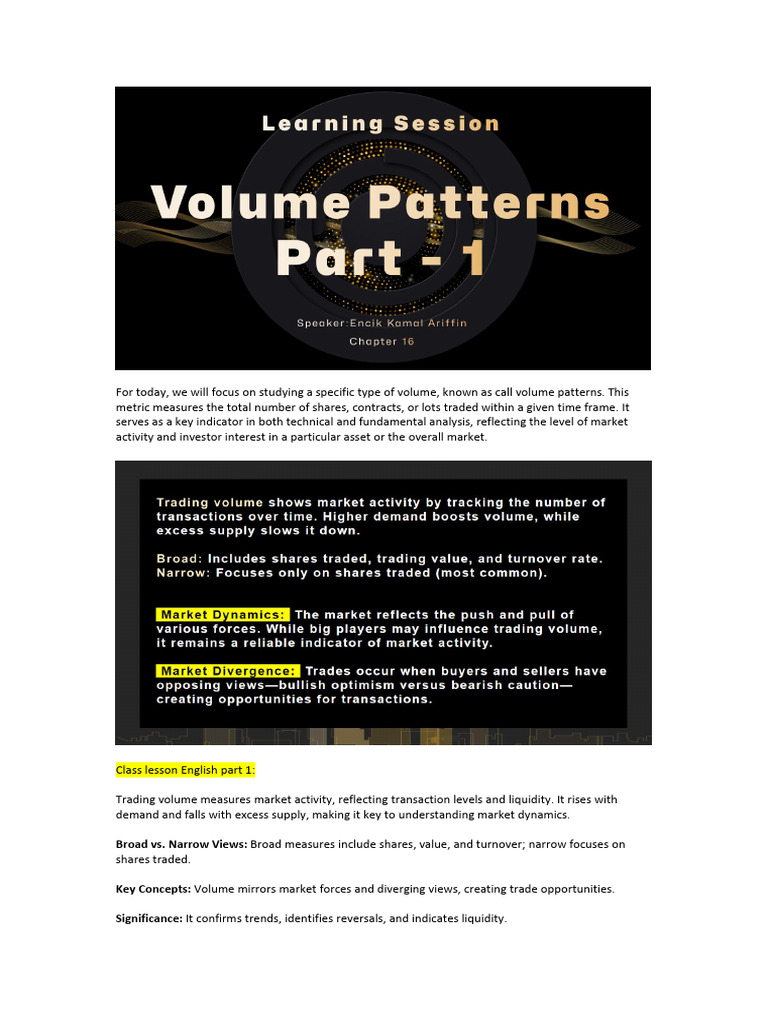 10-1 A016 Volume Patterns-1 (ENGLISH) | PDF | Market (Economics ...