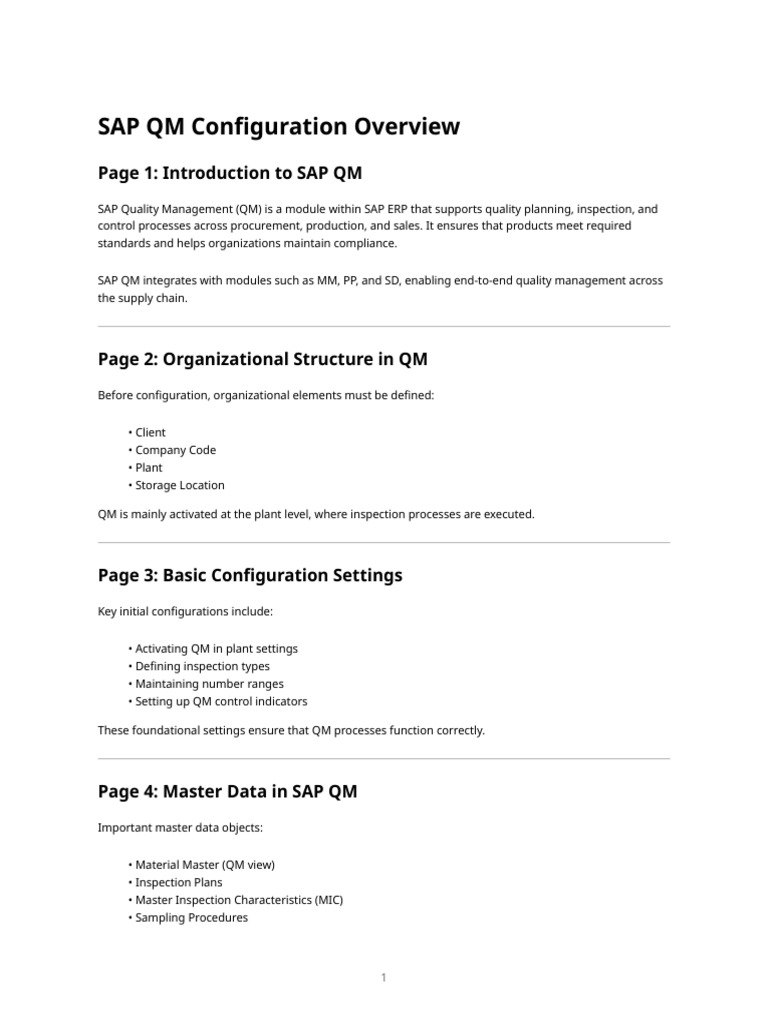 SAP QM CONFIGURATION OVERVIEW | PDF