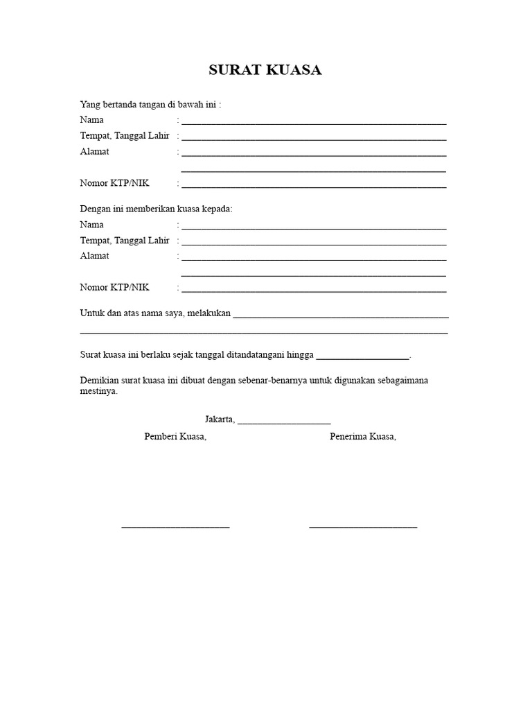 Format Surat Kuasa.docx (1) | PDF