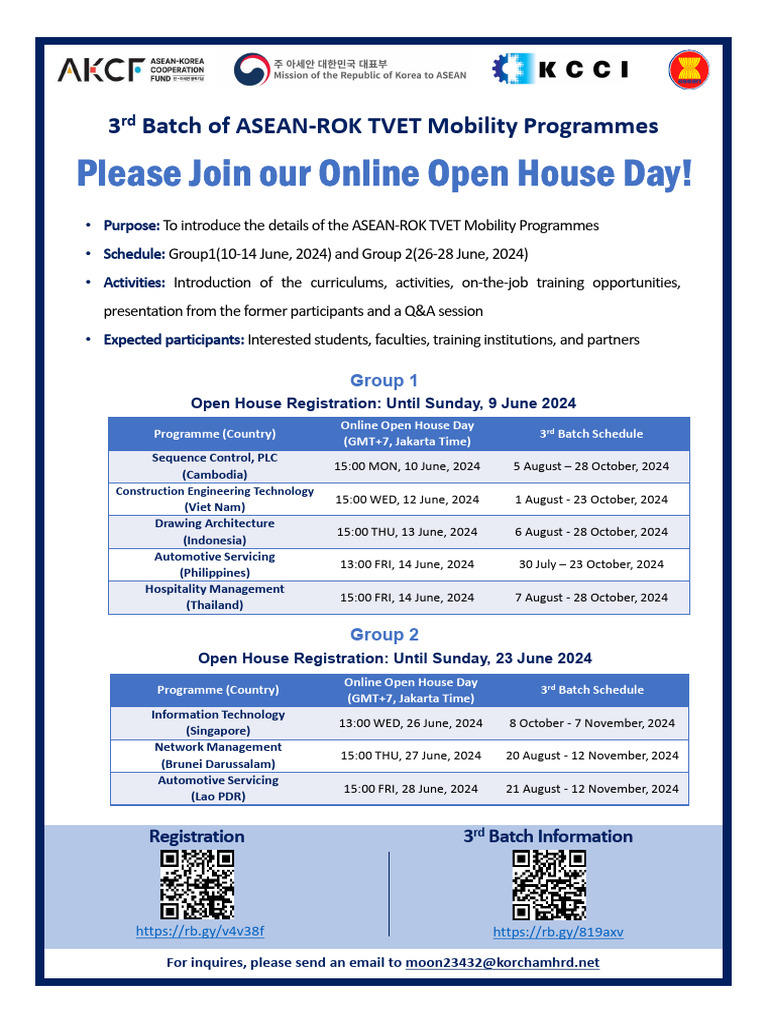 [ASEAN-ROK TVET Mobility] Online Open House Announcement (Batch 3) | PDF