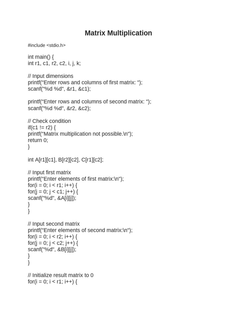 Matrix Multiplication Transpose | PDF