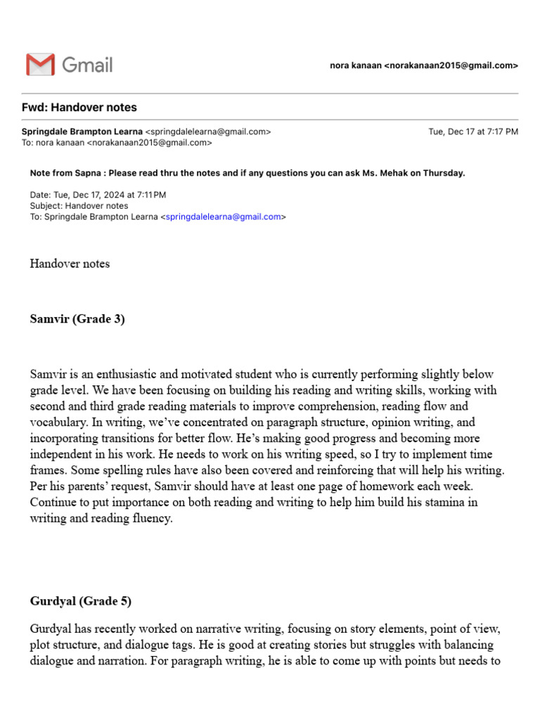 Fwd: Handover Notes | PDF