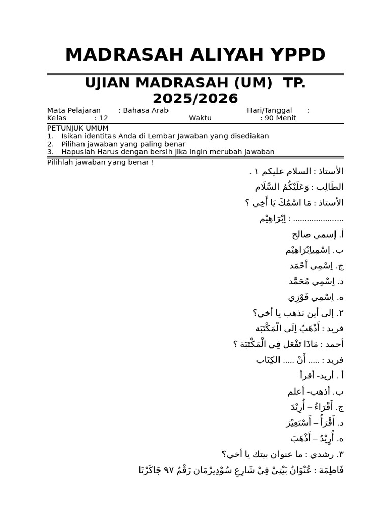 Am Bahasa Arab Ma Yppd 2026 | PDF