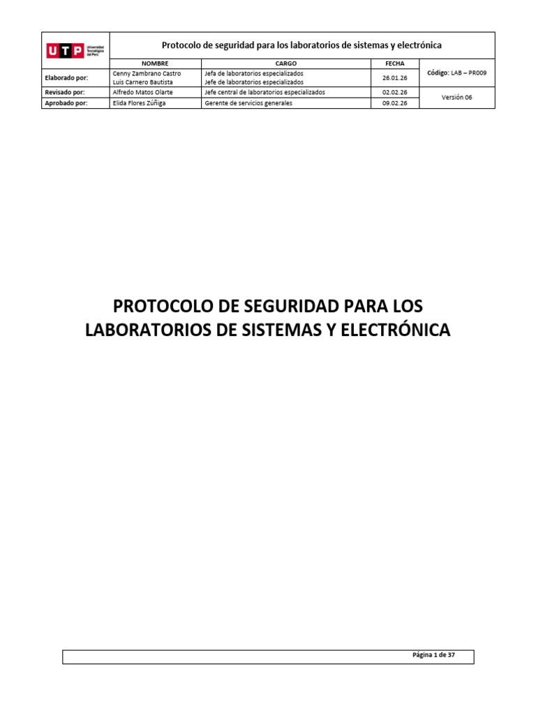 LAB - PR009 Protocolo de Seguridad - Sistemas y Electrónica v06 | PDF ...