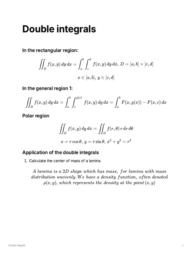 Double Integrals | PDF | Area | Mathematical Analysis