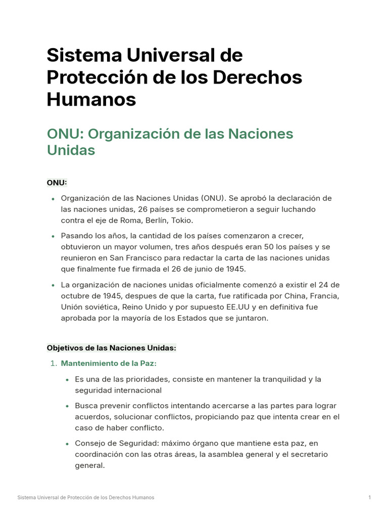 Sistema Universal de Protección de Los Derechos Humanos | PDF ...