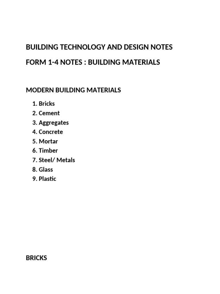 Building Materials Combined Notes | PDF | Construction Aggregate | Cement