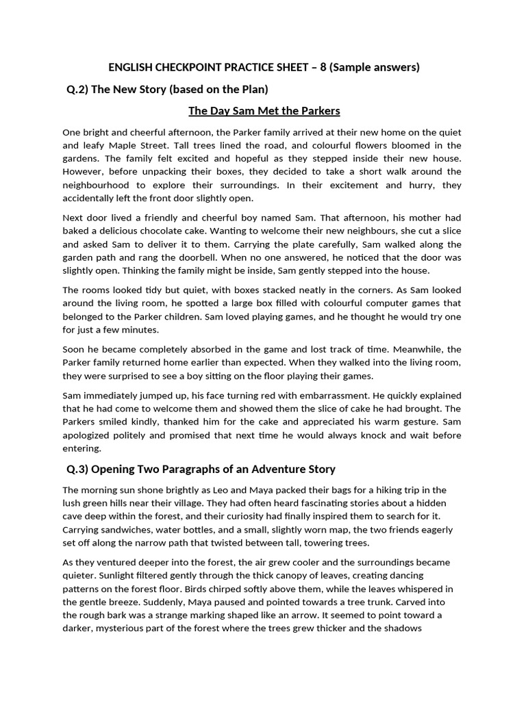 English Checkpoint Practice Sheet 8, 9 and 10 Answer Key | PDF | Giant ...