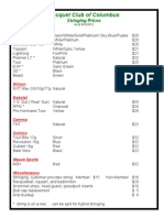 Stringing Prices As of August 11 2012