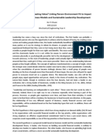 Generating Cash or Creating Value? Linking Person-Environment Fit To Impact of Leadership On Business Models and Sustainable Leadership Development